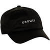 A black baseball cap with the word DROWSY embroidered in white capital letters on the front.