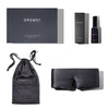Experience the Moonlight Shadow - Deep Sleep Collection by us.drowsysleepco: a luxury silk sleep mask, matching pouch, deep sleep pillow spray, all in a sleek black box.