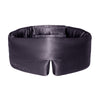 Experience ultimate beauty sleep with the Moonlight Shadow by us.drowsysleepco—a padded black silk eye mask featuring a wide band and a stylish front split, elegantly embroidered with "DROWSY" on the left side.