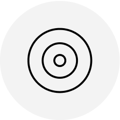 Three black concentric circles on a light gray background, resembling a simple target or bullseye design.