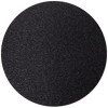 A matte black circle centered on a shimmery mauve-pink background.