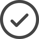A bold, dark gray checkmark inside a gray circle on a white background, symbolizing approval, completion, or confirmation.