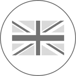 A grayscale illustration of the United Kingdoms Union Jack flag inside a dashed circular border.